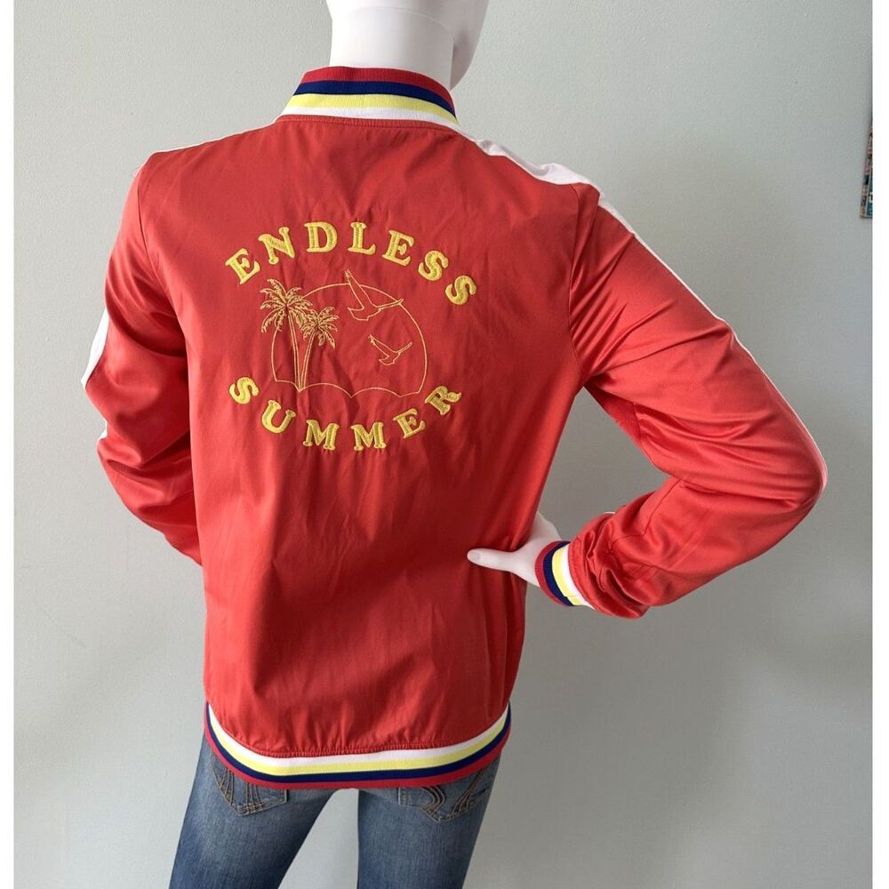 Art Class Endless Summer Red Orange Palm Tree Bomber Jacket size Girls XL 14/16